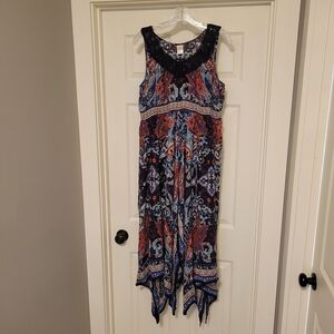 Bila Boho Crochet Neckline Paisley Scarf Maxi Dress